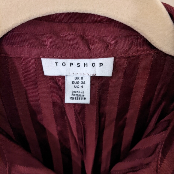 Topshop, Maroon Blouse, Size 4 - Picture 3 of 4